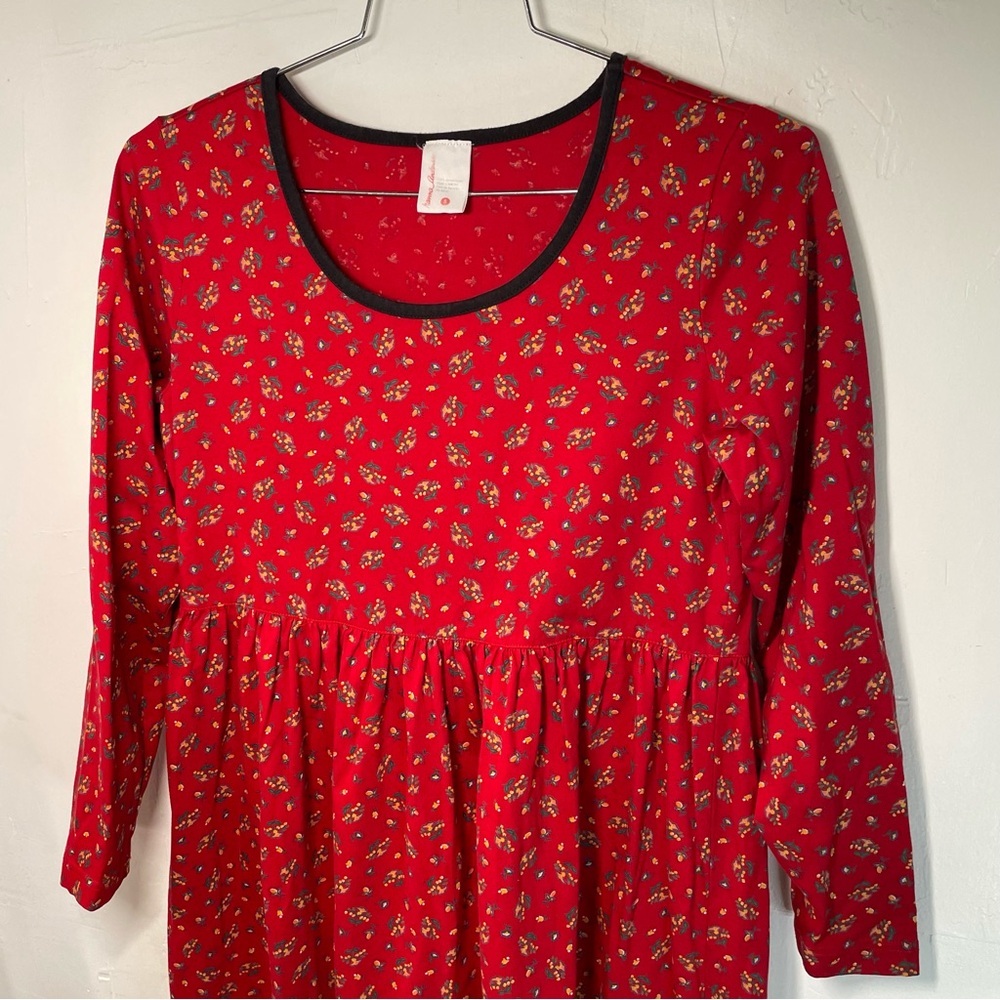 Vintage Hanna Anderssin Red floral cotton Cottagecore Prairie Dress - Picture 3 of 6